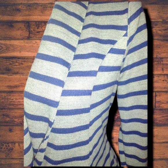 Navy & Gray Striped Blazer w/ Green Cuffs - Picture 3 of 5